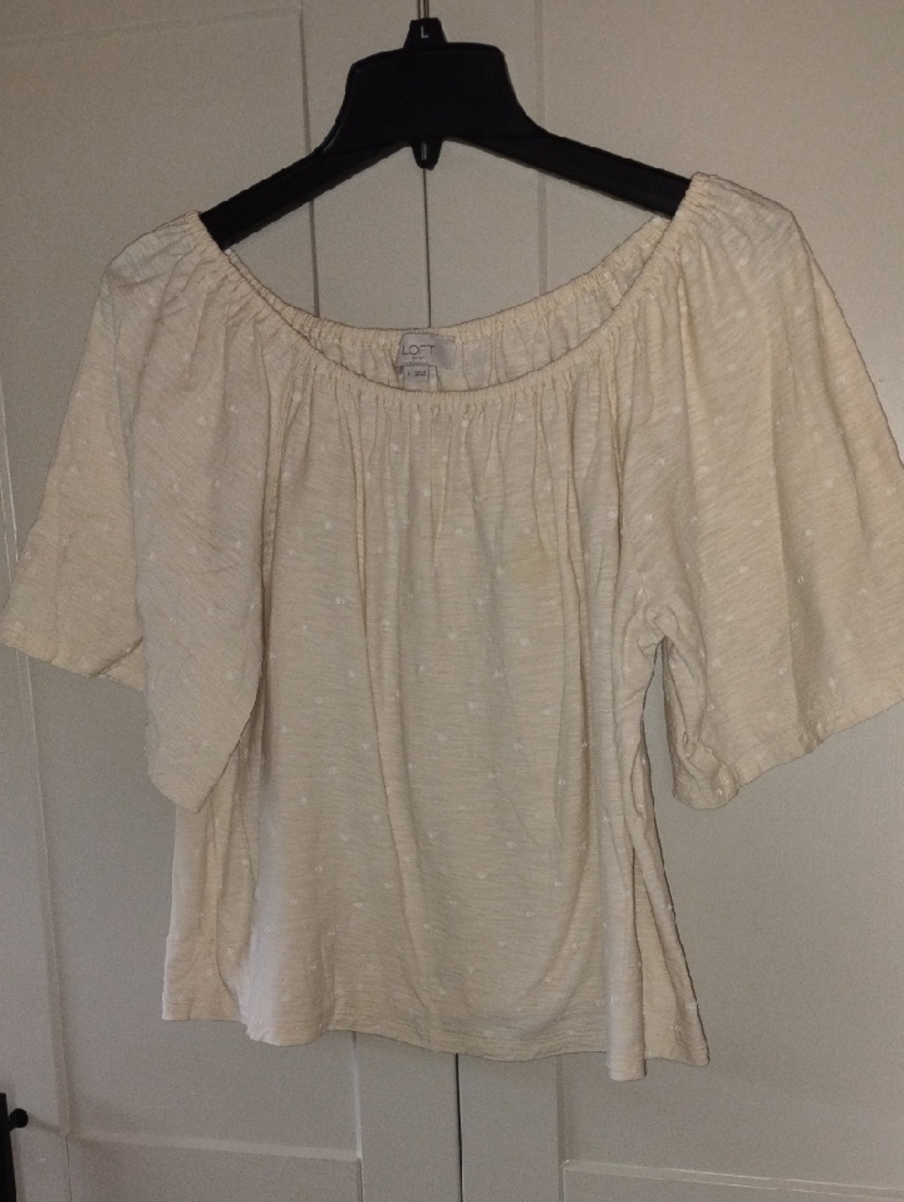 LOFT Cream Flutter Sleeve Top